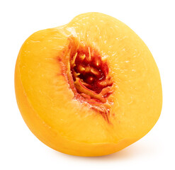 Wall Mural - Yellow Peach isolated on white background, Fresh Yellow Peach Fruit on White With clipping path.