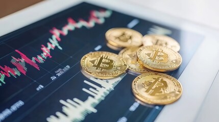 Poster - Digital Currency Investment with Bitcoin on Tablet Screen