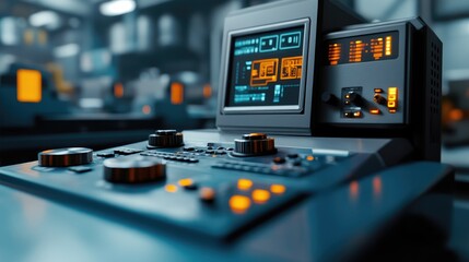 Poster - Futuristic Control Panel with Digital Display and Buttons