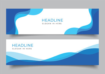 Poster - Abstract modern geometric blue wavy banner design.presentation or business template design
