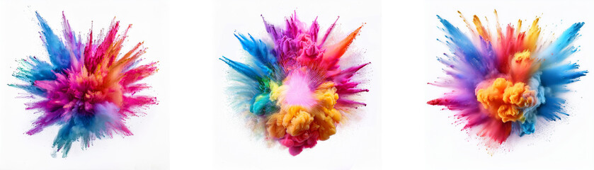 Poster - Three vibrant bursts of color explode against a white background.