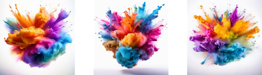 Poster - Three vibrant color bursts explode, spreading colorful plumes in a whimsical display.