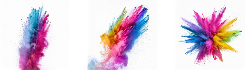 Poster - Three vibrant color bursts in various shapes and sizes against a white background.