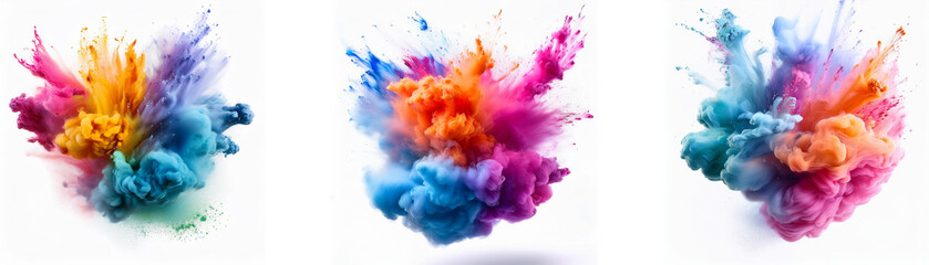 Poster - Three vibrant color explosions with a white background.