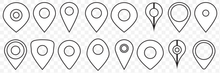 Poster - Set of map pin location icons. Modern map markers. Map pin place marker. Location icon. Map marker pointer icon set. EPS 10.