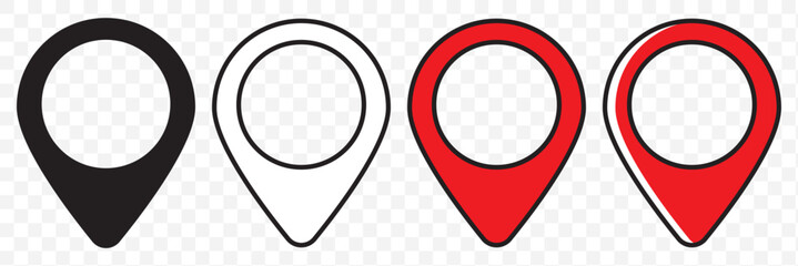Poster - Set of map pin location icons. Modern map markers. Map pin place marker. Location icon. Map marker pointer icon set. EPS 10.