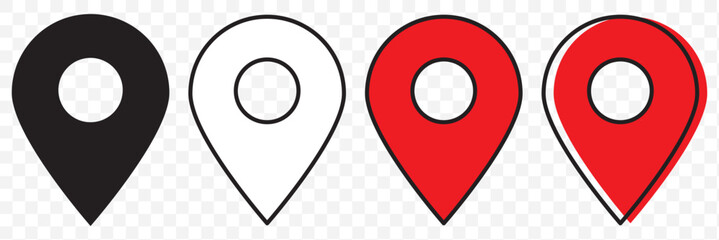 Poster - Set of map pin location icons. Modern map markers. Map pin place marker. Location icon. Map marker pointer icon set. EPS 10.