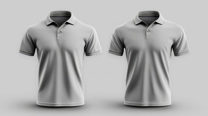 Wall Mural - plain gray polo t-shirt mockup design. front and back views. isolated on transparent background. generative ai