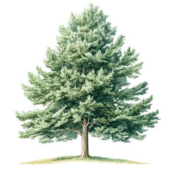 Poster - Green tree watercolor illustration isolated transparent background