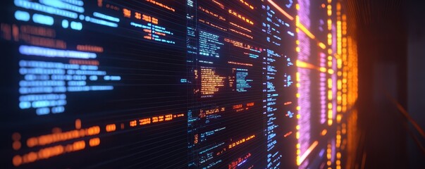 Poster - A vivid digital display shows colorful code and data streams, creating a futuristic atmosphere of technology and information.