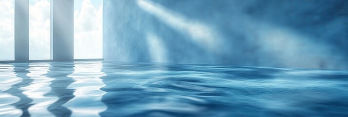 Wall Mural - pastel blue wall with a smooth matte texture, vibrant hue, serene ambiance, perfect for modern inter