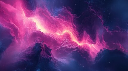 Wall Mural - abstract neon fractal wallpaper with space - generative ai