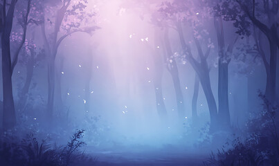 Wall Mural - dreamy forest in the night-generative ai