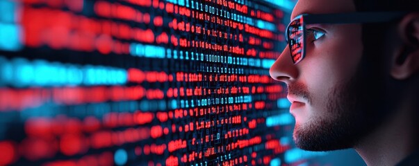 Cybernetic AI intelligence glowing with futuristic symbols, AI  intelligence  cyber, concept AI cyber intelligence