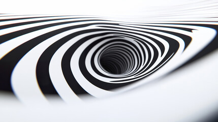 Abstract black and white spiral pattern with hypnotic optical illusion effect