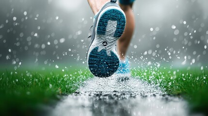 Poster - a close up shot of a runner feet hitting the pavement, emphasizing the perseverance and dedication r
