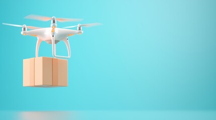 Poster - A drone delivering a package, illustrating the potential of unmanned aerial vehicles in the future of logistics.