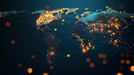 Poster - A digital map displaying real time data on global trade flows, showcasing the intricate web of commerce connecting different regions.