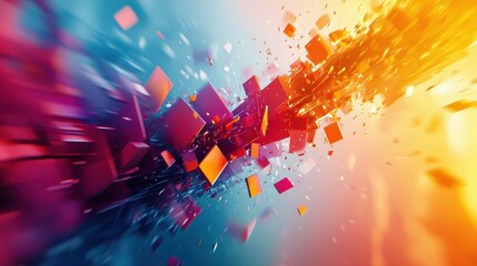 Poster - dynamic motion graphics with vibrant shapes and colors on a clean backdrop, perfect for contemporary
