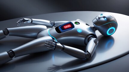 low charge robot laying down