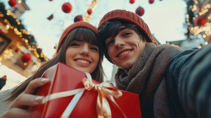 Poster - Couple Holding Red Gift