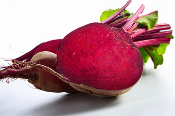 fresh organic red beet on the white