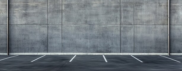 Fototapete - Abstract empty concrete wall background with parking space. Black and white image of an indoor or outdoor car park, with blank space for design