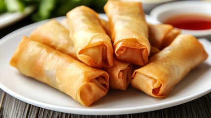 Wall Mural - Spring rolls appetizers. Delicious food background