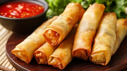 Spring rolls appetizers. Delicious food background