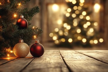Wall Mural - Christmas time and desk of free space