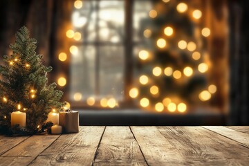 Wall Mural - Christmas time and desk of free space