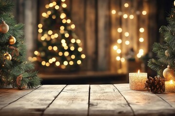 Wall Mural - Christmas time and desk of free space