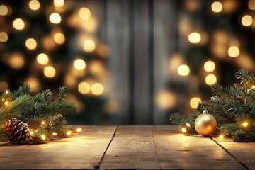 Wall Mural - Christmas time and desk of free space