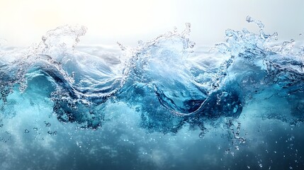 Poster - Dynamic image of a powerful,blue ocean wave crashing and surging with splashing foam,water motion,and turbulent flow. Concept of the raw energy and force of nature in a coastal,marine environment.