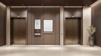 Wall Mural - innovative ad poster screen incorporated into elevator design.