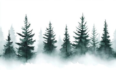 Winter Landscape Featuring Spruce Trees