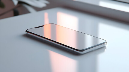Aufkleber - High-end Smartphone Device Floating Gracefully Against a Pristine White Background,Showcasing its Sleek and Modern Design