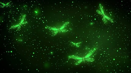 Wall Mural - enigmatic illustration showcasing a vibrant starry backdrop with luminous insects.