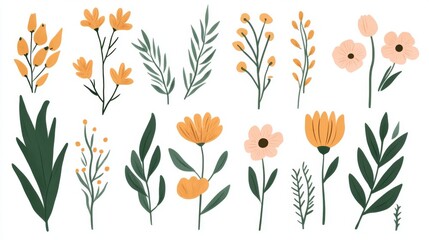 Colorful collection of wildflowers captured in watercolor style.