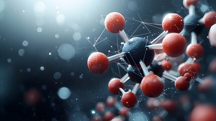 Poster - Ethereal Molecular Dance A captivating visualization of luminescent interconnected geometric shapes and energy fields creating a dynamic