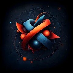 Poster - Mesmerizing Molecular Orb A captivating digital featuring a perfectly symmetrical orb like form with vivid neon hues and intricate geometric details