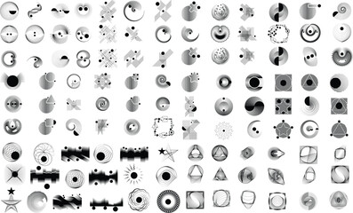 Poster - collection of vector design elements. set of logos with lines, stripes and circles. various forms of
