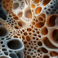 Poster - Intricate and captivating molecular formation with a harmonious blend of organic and architectural qualities showcasing delicate luminous