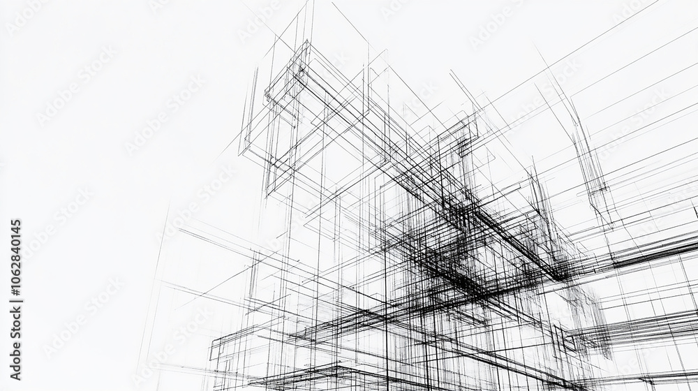 Modern Architecture building construction perspective design white ...