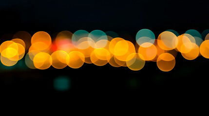 Wall Mural - night abstract city in blurry lights with bokeh effect.. abstract background of blurred warm lights