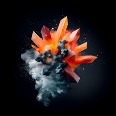 Poster - Radiant Molecular Explosion of Luminous Geometric Crystals in a Futuristic Zero Gravity Void   Abstract digital painting showcasing a simulation of cascading prismatic energy and fractal structures
