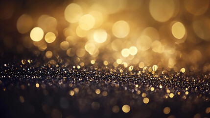 Wall Mural - glittering gold and silver bokeh lights create a festive, magical atmosphere. glistening silver glit