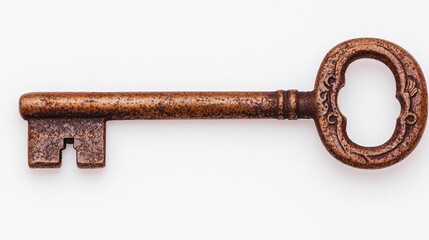 Poster - Old vintage key, white isolated background