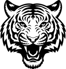 tiger head illustration isolated on white background. images for logo, label, emblem. vector illustr