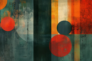 Poster -  colorful abstract painting with a lot of different shapes and colors. The painting is full of energy and movement, with the shapes and colors blending together in a dynamic way